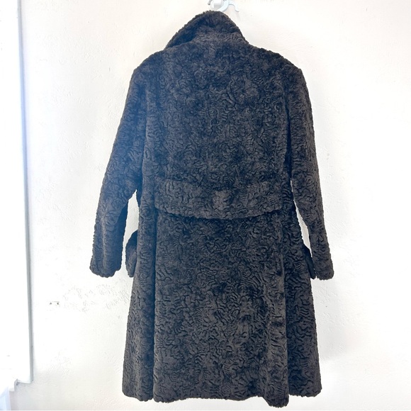 Vintage 60s Faux Fur Coat Brown Size L USA Mad Men - Picture 7 of 13